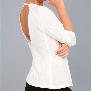 Lulu’s White Backless Long Sleeve Top